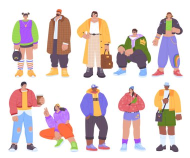 Streetwear Style ile Elle çizilmiş Özgün Koleksiyonlu İnsanlar