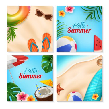 Merhaba Yaz Gerçekçi Kare Kart Koleksiyonu