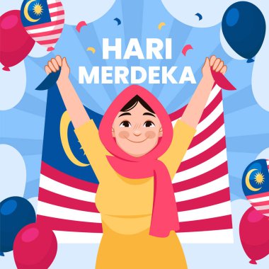 Flat Hari Merdeka Orijinal İllüstrasyon