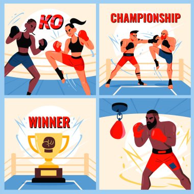 Karma Dövüş Sanatları Karikatür Kare Seti