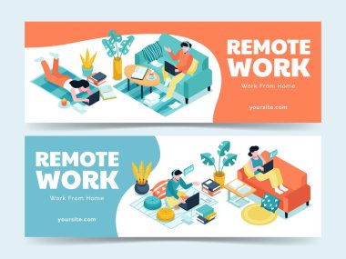 Isometric Uzaktan Çalışma Ortamı Yatay Sancak Ayarları