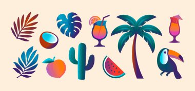 Gradyan Tropikal Plaj Simgesi Koleksiyonu