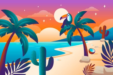 Modern Gradyan Tropikal Cennet Sanatı