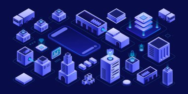 Bir Engelleme Sunucusunun Dijital Resimlemesi Özgün Element Koleksiyonu