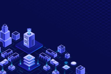 Isometric Modern Engelleme Teknolojisi ve Dijital Finans