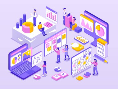 Proje Planlaması için Isometric Bilgi Grafikleri