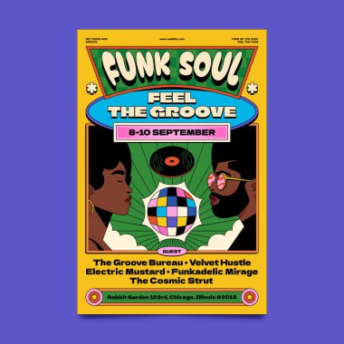 Dinamik ve Renkli Retro Funk Posteri