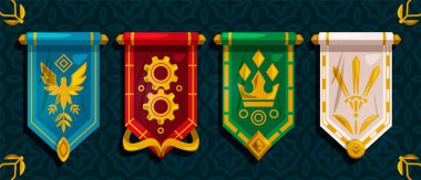 Renkli Fantezi Sancakları ve Macera Oyunları Amblemleri