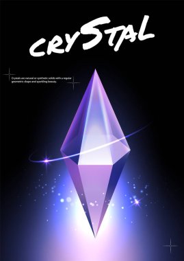 Zarif tipografisi olan az ışıklı arka planda, küme tabanından büyüyen canlı cyan mavisi kristaller sergilenen şık bir poster.