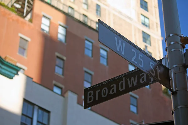 Cartel Histórico Brown West 25Th Street Broadway Midtown Manhattan Nueva — Foto de Stock