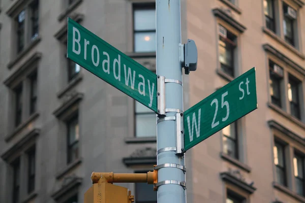 Cartel Tradicional Green West 25Th Street Broadway Midtown Manhattan Nueva — Foto de Stock
