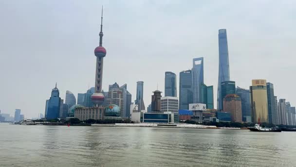 Huangpu River Shanghai China Martie 2024 Dop Râului Huangpu Repere — Videoclip de stoc