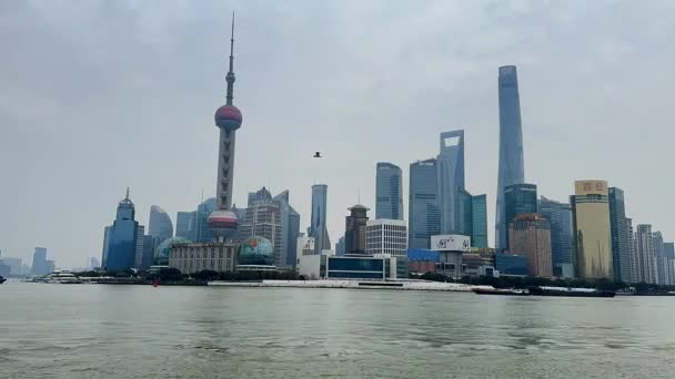 Huangpu Nehri Şangay Çin Mart 2024 Huangpu Nehri Nin Vdo — Stok video