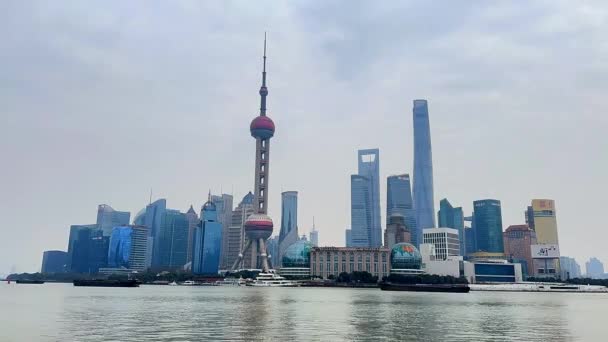 Река Хуанпу Шанхай Китай Марта 2024 Года Vdo Реки Хуанпу — стоковое видео