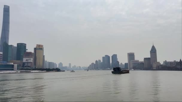 Huangpu River Shanghai China Maart 2024 Vdo Van Huangpu River — Stockvideo