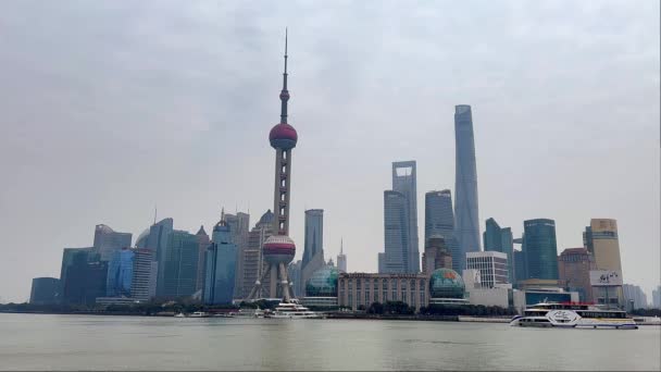 Rivière Huangpu Shanghai Chine Mars 2024 Vdo Rivière Huangpu Monuments — Video