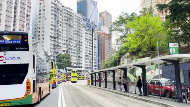 Hong Kong Tramways Hong Kong Apir 14Th 2024 Hong Kong — Stock video
