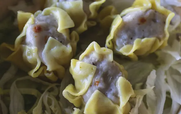Chinese Food. Delicious steamed shumai. Close up
