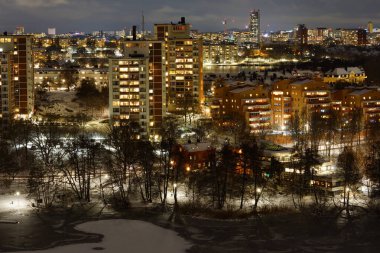 Stockholm, İsveç Grondal bölgesinde bir konut kulesi.