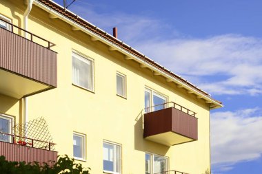 Balconies in apartment residential building clipart