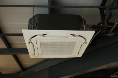 Close up air conditioning central system installed on the ceiling