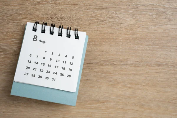 Närbild Kalendern Träbordet Bakgrund Planering För Affärsmöte Eller Reseplanering Koncept — Stockfoto