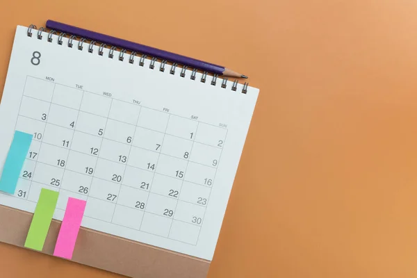 Närbild Kalendern Färgglada Tabell Bakgrund Planering För Affärsmöte Eller Reseplanering — Stockfoto