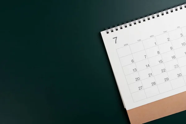 Nahaufnahme Des Kalenders Auf Dem Grünen Tisch Hintergrund Planung Für — Stockfoto