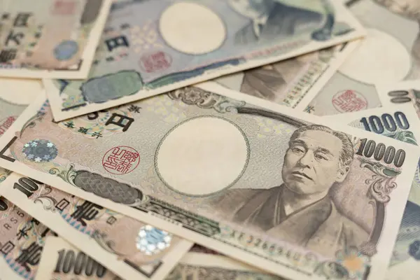 Close Money Japanese Notes Bundle Bills Background Theme Banks Finance — Stock Photo, Image