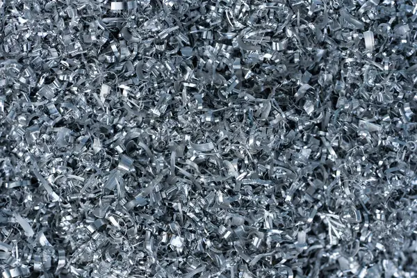 Nahaufnahme Gedrehten Spiralstahl Oder Aluminium Metallspäne Und Schneiden Industrielles Material Stockbild