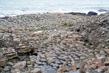 Causeway dev bir güzel yaz günü, Kuzey İrlanda.