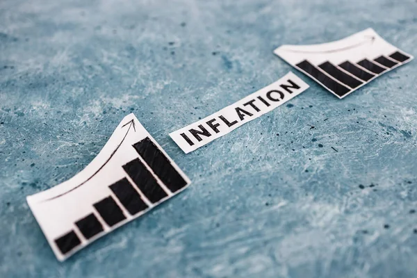 Inflation Text Graphs Stats Going Going Concept Economic Struggles Pandemic — Stock Photo, Image