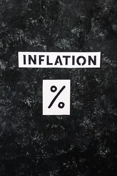Inflation Text Percentage Symbol Dark Background Concept Economic Struggles Pandemic — Stock Photo, Image