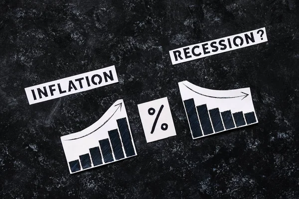 Enflasyon Ekonomik Durgunluk Metni Yüzde Işareti Yaşam Maliyetlerinin Yükseldiğini Ekonomik — Stok fotoğraf