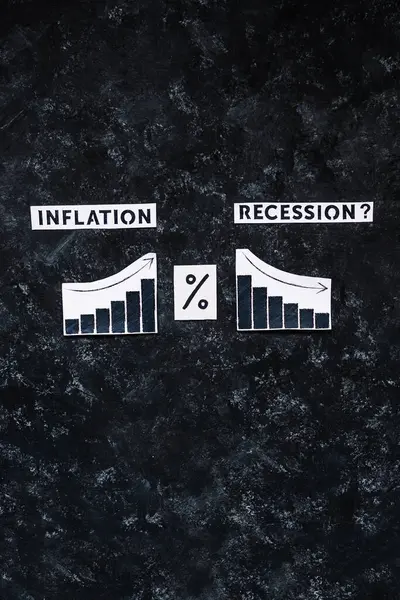 Enflasyon Ekonomik Durgunluk Metni Yüzde Işareti Yaşam Maliyetlerinin Yükseldiğini Ekonomik — Stok fotoğraf