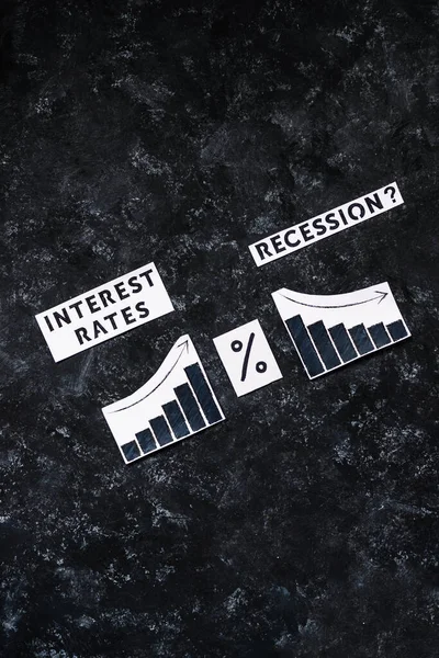 Interest Rates Recession Text Percentage Symbol Charts Showing Cost Loans — Stock Photo, Image