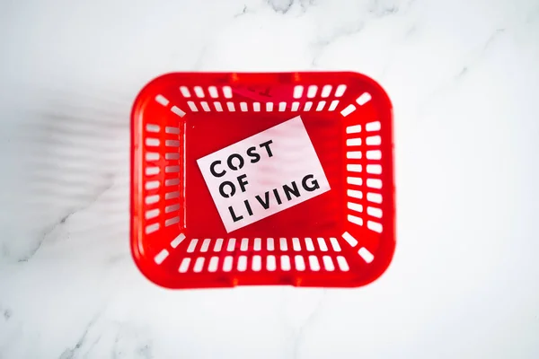 Cost Living Rising Inflation Conceptual Image Empty Red Shopping Basket — Stock Photo, Image