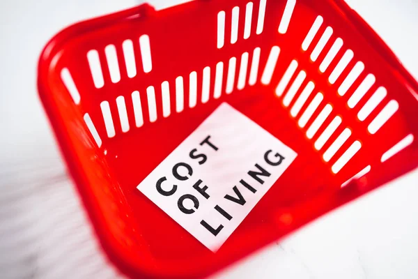 Cost Living Rising Inflation Conceptual Image Empty Red Shopping Basket — Stock Photo, Image