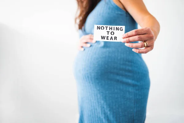 Niets Dragen Teken Gehouden Door Zwangere Vrouw Laatste Maand Van — Stockfoto