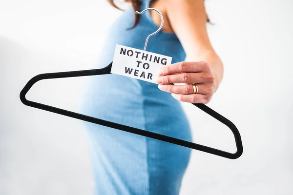 Nothing Wear Sign Held Pregnant Woman Last Month Pregnancy Wearing Stock Photo