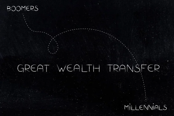 Great Wealth Transfer Conceptual Image Text Dashed Lines Connecting Boomers Royalty Free Stock Photos