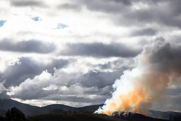 stock image controlled burns creating thick smoke over the bush in Australia, made to reduce bushfire risk 