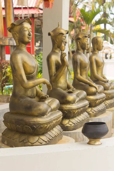 Gouden Upagupta Standbeeld Thaise Boeddhistische Monnik — Stockfoto