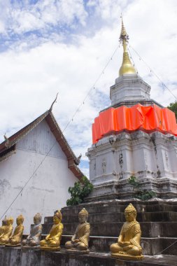 Old Thai white pagoda withchapel in wat Kamaed, Chiangmai Thaila