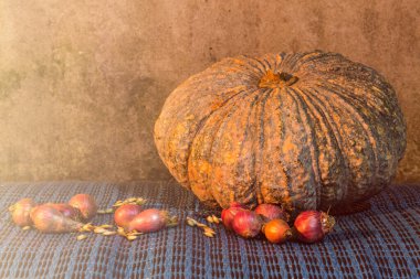 Still Life - Balkabağı, arpacık soğanı ve kabak tohumları