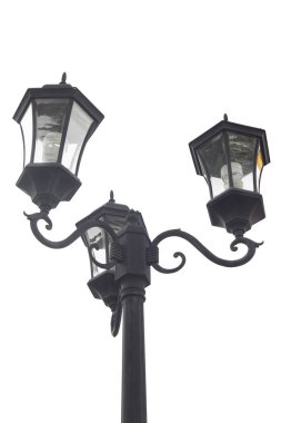 Sokak lambasının sokak lambası beyaz üzerinde izole edilmiş.