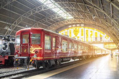 BANGKOK, THAILAND - JUNE 18, 2024: Trains parking for wait a traveller passenger,Refurbished Hamanasu passenger cars into 