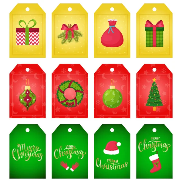 Conjunto Etiquetas Presente Para Presentes Natal Etiquetas Com Elementos Ano — Vetor de Stock