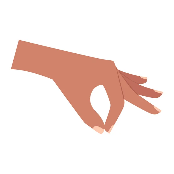 人間の手だ ピンチ ジェスチャー 何かぶら下がってる 白い背景に独立したカラーベクトルイラスト — ストックベクタ