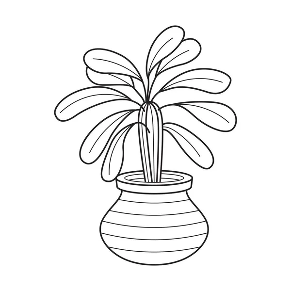 Векторный Очертания Дома Растение Горшке Внутреннее Домашнее Растение Листьями Кактусы — стоковый вектор